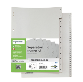 SEPARATORE NUMERICO 1-12 PPL 21X29,7 RECORD RA4 1-12 SEI