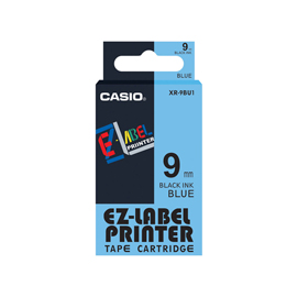 NASTRO CASIO 9MM X 8MT NERO SU BLU