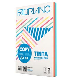 CARTA COPY TINTA MULTICOLOR A3 80gr 250fg mix 5 colori tenui FABRIANO