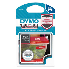 NASTRO DYMO TIPO D1 DURABLE (12MMX3MT) BIANCO/ROSSO 1978366
