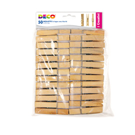 Mollette in legno busta da 50pz dim. 72x10mm DECO