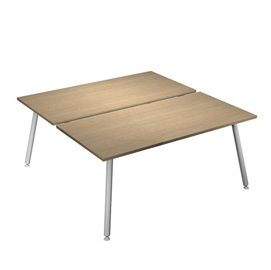 Scrivania a 2 postazioni contrap. 160x166cm Bianco/ Rovere Skinny Metal
