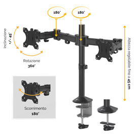 Braccio porta monitor doppio Reflex Series Fellowes