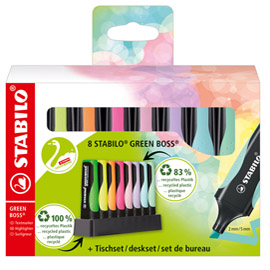 Deskset 8 evidenziatori STABILO® GREEN BOSS® 83recycled