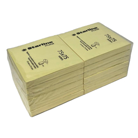 BLOCCHETTO BIGLIETTI ADESIVI GIALLO 75X75mm 100fg 70gr Starline